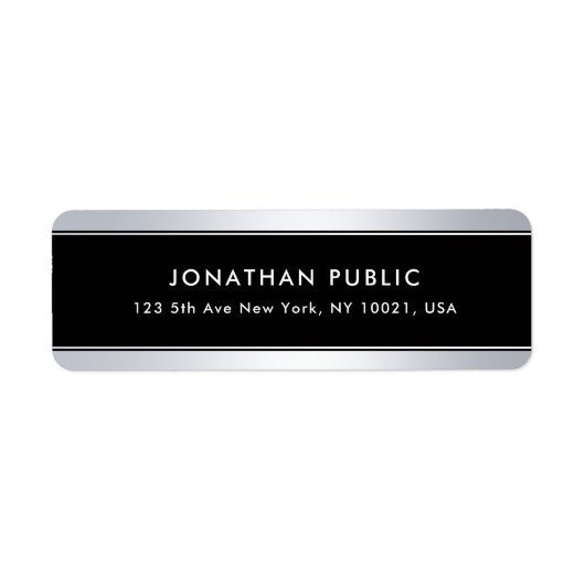 Silver Black Template Trendy Moderne Rücksendeadre (Vorne)