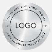 Silver Black Texture Custom Typografy Runder Aufkleber (Vorderseite)