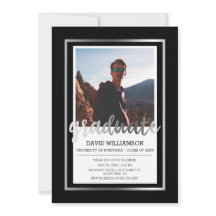 Silver & Black Typografie | Foto Graduation Party