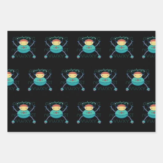 Silver Black und Blue Custom Snowflake Robot Geschenkpapier Set (Vorderseite 2)