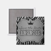 Silver & Black Untamed Zebra Print Save the Date Magnet (Vorderseite/Rückseite)