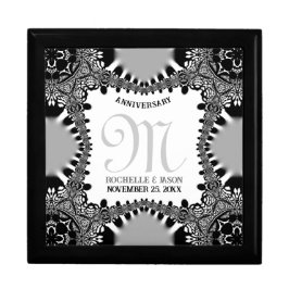Silver Black Verziert Fraktal Lace Jubiläum Erinnerungskiste
