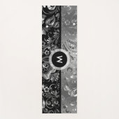 Silver & Black Vintag Damask Yogamatte (Vorderseite)