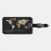 Silver Black Watercolor Weltkarte Personalisiert Gepäckanhänger (Rückseite horizontal)