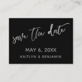 Silver Black Wedding Website & Save the Date Card Visitenkarte (Rückseite)