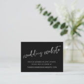 Silver Black Wedding Website & Save the Date Card Visitenkarte (Stehend Vorderseite)