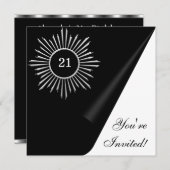 Silver Black & White 21. Geburtstagsveranstaltung Einladung (Vorne/Hinten)