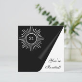Silver Black & White 21. Geburtstagsveranstaltung Einladung (Stehend Vorderseite)