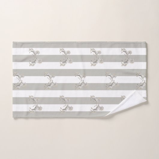 Silver Black White Stripe Pferd Handtuchhandtuch S Badhandtuch Set (Handtuch)