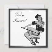 Silver Black & White Style Button-Up Girl 5 Einladung (Vorderseite)