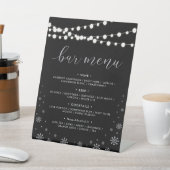 Silver & Black Winter Wedeldusche Bar Menu Sockelschild (In SItu)