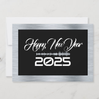 Silver & black wish card New Year with sound wave Feiertagskarte
