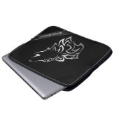 Silver Black Wolf Monogram Vector Laptopschutzhülle (Vorne Knopf)