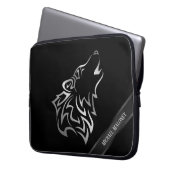 Silver Black Wolf Monogram Vector Laptopschutzhülle (Vorderseite Links)