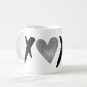 Silver Black XOXO Herz Kaffeetasse (Vorderseite Links)