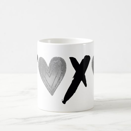 Silver Black XOXO Herz Kaffeetasse (Mittel)
