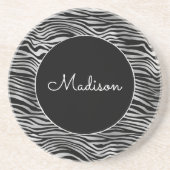 Silver Black Zebra Print Getränkeuntersetzer (Vorne)