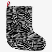 Silver Black Zebra Print Großer Weihnachtsstrumpf (Vorderseite)