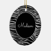 Silver Black Zebra Print Keramik Ornament (Rechts)
