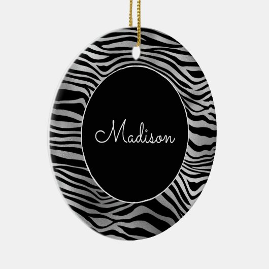 Silver Black Zebra Print Keramik Ornament (Rechts)
