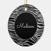 Silver Black Zebra Print Keramik Ornament (Links)