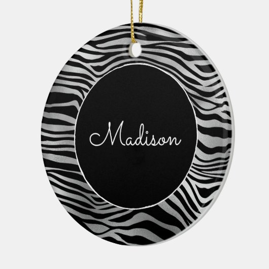 Silver Black Zebra Print Keramik Ornament (Links)