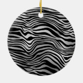 Silver Black Zebra Print Keramik Ornament (Hinten)