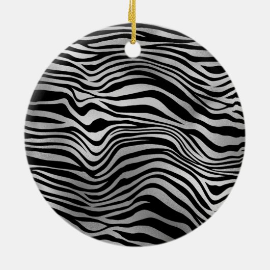Silver Black Zebra Print Keramik Ornament (Hinten)