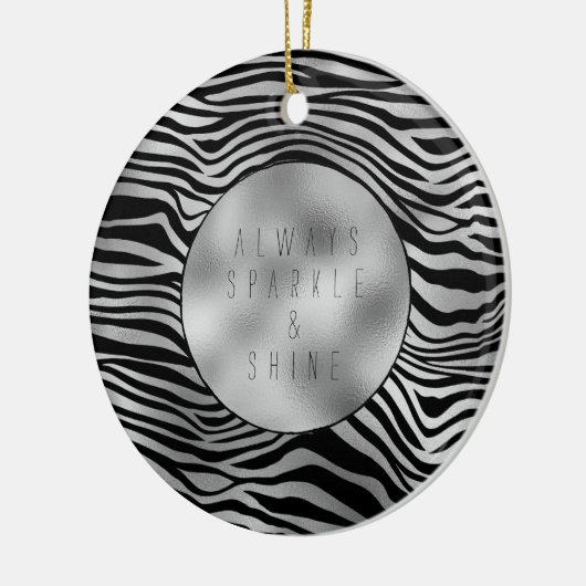 Silver Black Zebra Print Keramik Ornament (Links)