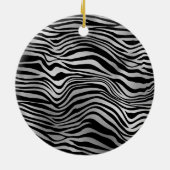 Silver Black Zebra Print Keramik Ornament (Hinten)