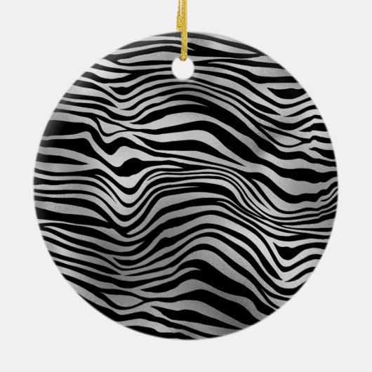 Silver Black Zebra Print Keramik Ornament (Hinten)