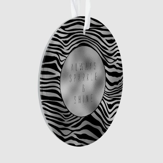 Silver Black Zebra Print Ornament (Vorderseite)