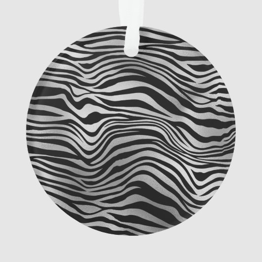 Silver Black Zebra Print Ornament (Rückseite)