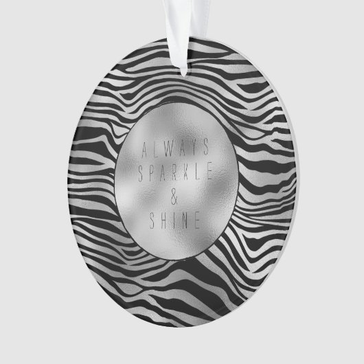 Silver Black Zebra Print Ornament (Vorderseite)