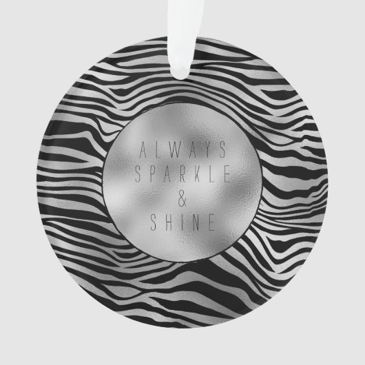Silver Black Zebra Print Ornament (Vorderseite)