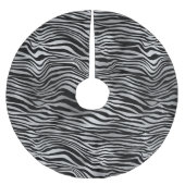 Silver Black Zebra Print Polyester Weihnachtsbaumdecke (Vorderseite)