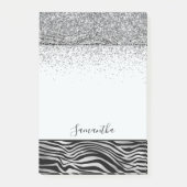 Silver Black Zebra Print Sparkle Post-it Klebezettel (Vorderseite)