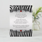 Silver Black Zebra Red Jewel Post Wedding Einladung (Stehend Vorderseite)