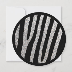 Silver Black Zebra Sweet 16 Kreis Einladungen
