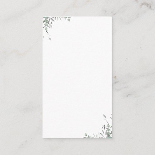 Silver Blätter Babydusche Windeln Raffelumschließu Begleitkarte (Rückseite)