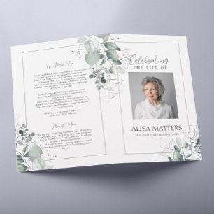 Silver Blätter Beerdigung Programm Feiern das Lebe Flyer