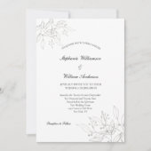 Silver Blätter Elegante formale Hochzeit Einladung (Vorderseite)