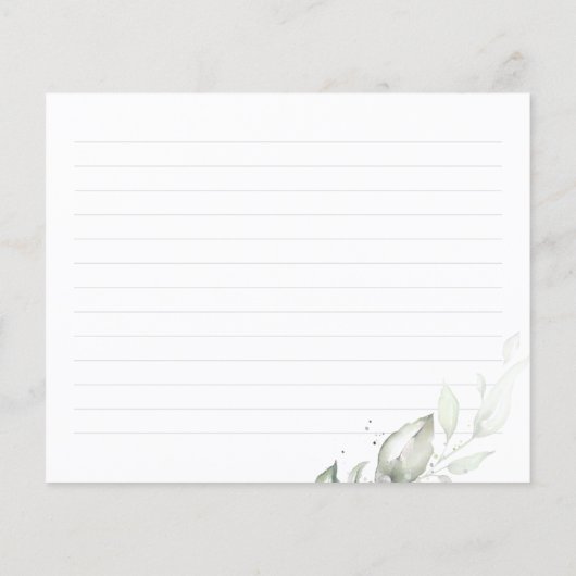 Silver Blätter Greenery Brautparty Rezept Card (Rückseite)