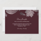 Silver Blätter Hochzeit im Herbst Flower Girl Einl Einladung (Rückseite)