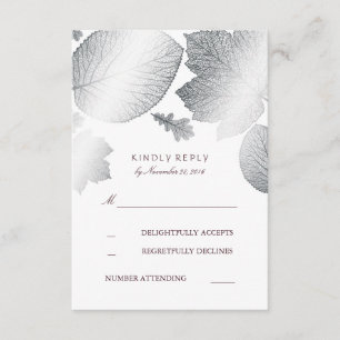 Silver Blätter Hochzeit im Herbst RSVP Cards Karte