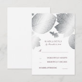 Silver Blätter Hochzeit im Herbst RSVP Cards Karte (Vorne/Hinten)
