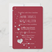 Silver Bling Hearts Wedding Einladung (Vorderseite)