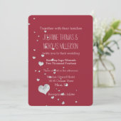 Silver Bling Hearts Wedding Einladung (Stehend Vorderseite)