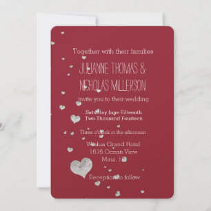 Silver Bling Hearts Wedding Einladung