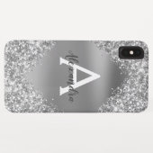 Silver Bling Luxury Sparkle Glitzer Monogram Case-Mate iPhone Hülle (Rückseite (Horizontal))